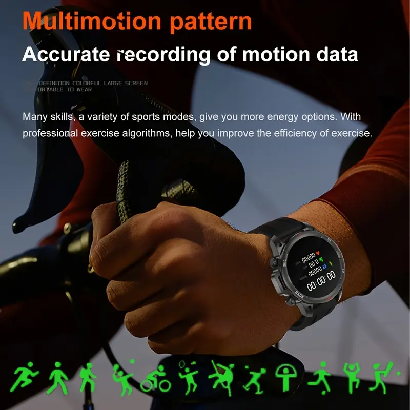 ساعة ذكية للرجال بصوت AI ومكالمات لاسلكية، مزودة بخاصية NFC، ومسار الحركة عبر GPS، وبوصلة، وتتبع، وساعة للياقة البدنية