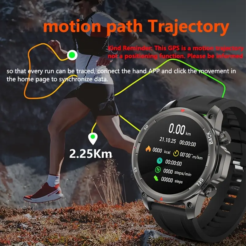 ساعة ذكية للرجال بصوت AI ومكالمات لاسلكية، مزودة بخاصية NFC، ومسار الحركة عبر GPS، وبوصلة، وتتبع، وساعة للياقة البدنية